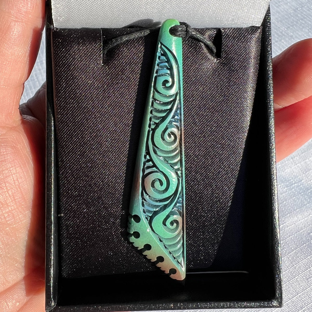 Engraved Bone Painted Drop Pendant 70mm