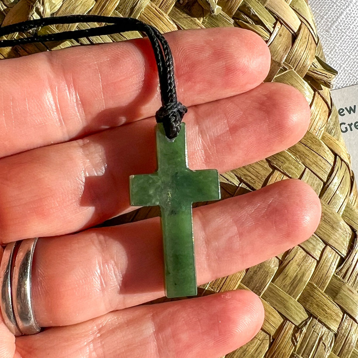 New Zealand Greenstone Cross Necklace 30mm