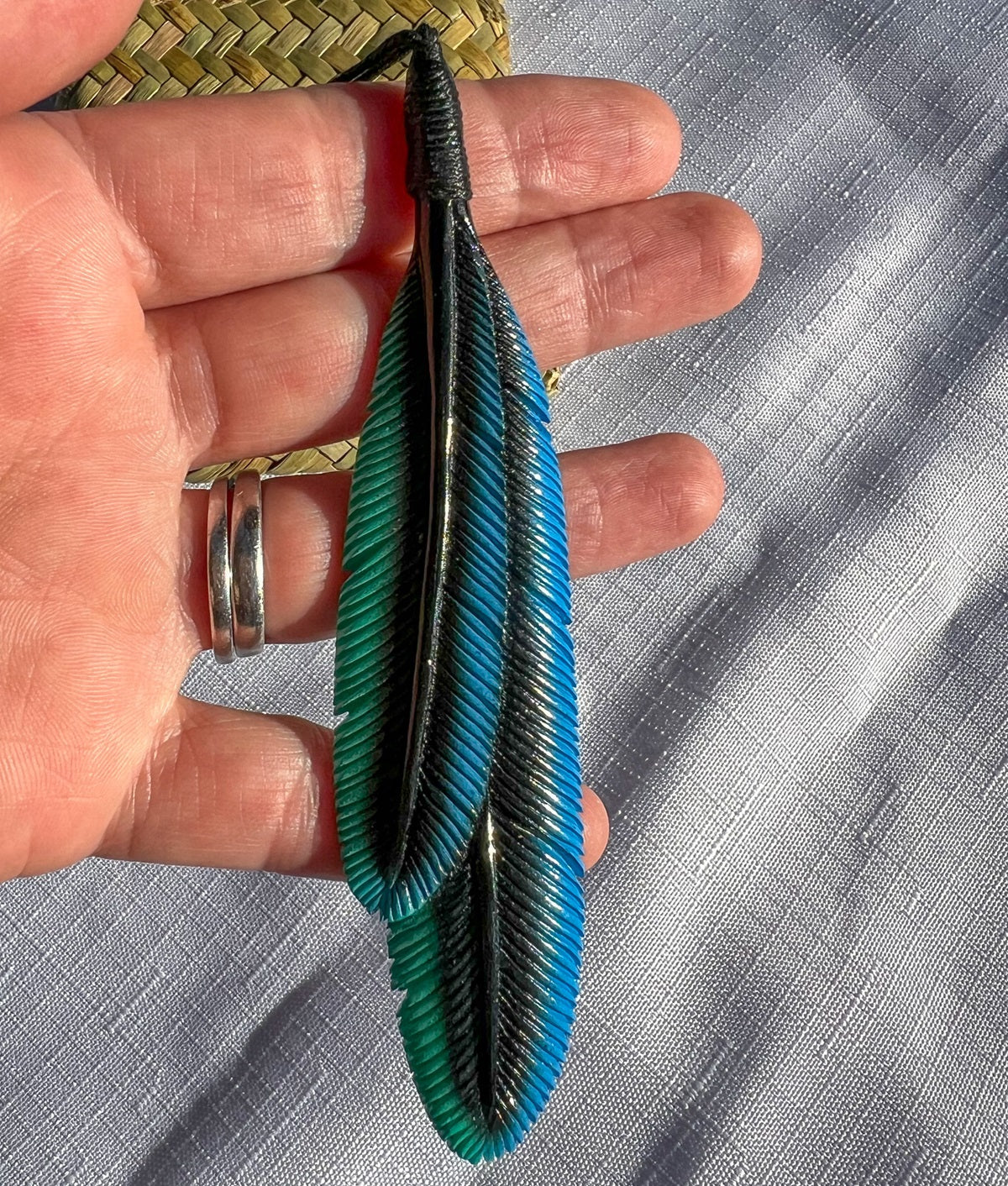 Tui Double Feather Pendant 110mm